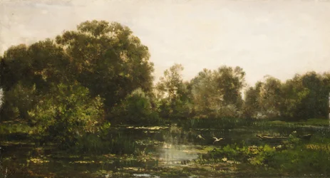 Paisaje Fluvial con Cigüeñas