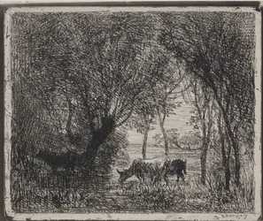 Vacas en el Bosque, impresión original 1862, impresa en 1921