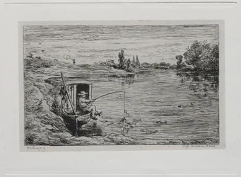 El viaje en barco: El grumete pescando con línea, 1861