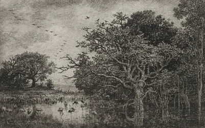 El pantano con cigüeñas, hacia 1851