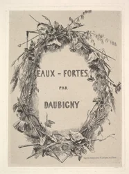 Corona de flores silvestres, título para Eaux-Fortes par Daubigny