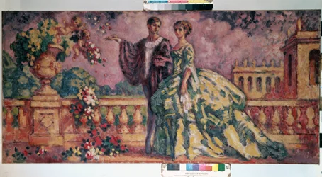 ""La promenade"" (el paseo) Escena galante que representa a una pareja (siglo XIX) paseando por el callejón de un parque. Pintura de Charles Guerin (1875-1939) 1911 Dim. 73,4x92,3 cm Museo del Hermitage, San Petersburgo (San Petersburgo) DR