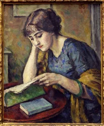 Lectura. Pintura de Charles Guerin (1875-1939), óleo sobre lienzo
