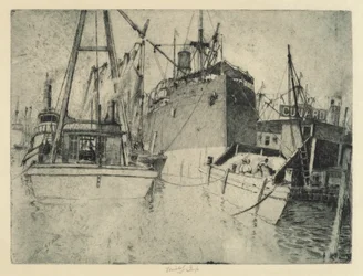 Muelles de Chelsea, cargando el barco, 1907
