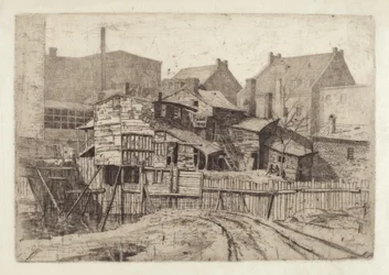 Casa de madera sin título en la ciudad, 1880s