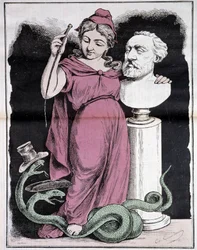 La República en el concurso de la ciudad de París: Mi tema de concurso - por Gilbert-Martin (Marianne y Gambetta), en “Don Quijote”, marzo de 1878