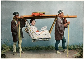 La Kago, transporte de Japón, c. 1890
