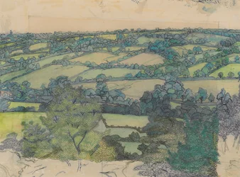 Applehayes, c.1912 (lápiz, crayón, pluma y tinta azul sobre papel)