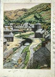 Boscastle, Cornualles, c.1919 (acuarela, pluma y tinta sobre papel)