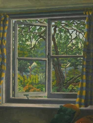 A través de la ventana de una cabaña, Shipley, Sussex