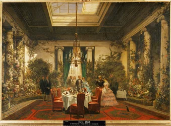 El comedor de la princesa Matilde, hija del rey Jerónimo, hermano de Napoleón I ... (óleo sobre lienzo)
