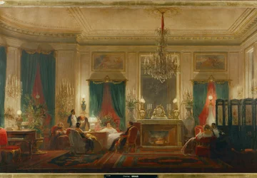 El salón de la princesa Matilde, hija del rey Jerónimo y de la reina Catalina de Wurtemberg, en la calle Courcelle de París ... (óleo sobre lienzo)