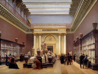 Vista del Museo Napoleón III, sala de terracota en el Louvre, también conocida como la galería Campana Pintura de Sébastien Charles Giraud (1819-1892) 1866