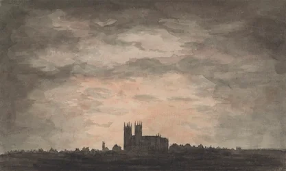 Una gran iglesia (Abadía de Westminster) al atardecer