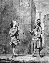 Un Petit Maitre Francés y su Valet, finales del siglo XVIII