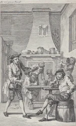 Frontispicio de Roderick Random de Tobias Smollett, 1748