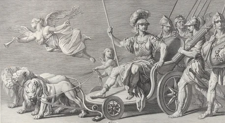 Marte en un carro tirado por tres leones, 1749.