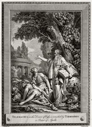 Telémaco, en el Desierto de Oasis, es consolado por Termosiris un Sacerdote de Apolo, 1774