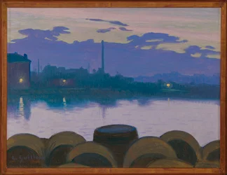 Paisaje fluvial (óleo sobre cartón)