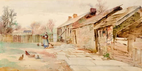 Casas de campo antiguas (acuarela)