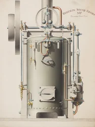Máquina de vapor vertical, 5HP (acuarela)
