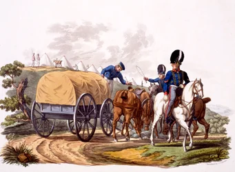 Uniforme de los conductores de artillería real (con carro y campamento), de 