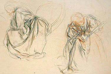 Estudios de una mujer sentada leyendo