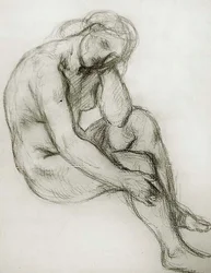 Estudio de una mujer desnuda sentada