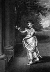Elizabeth Barrett Moulton-Barrett a los nueve años, grabado por G. Cook, c. mediados del siglo XIX