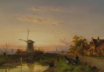 Molino de viento al atardecer