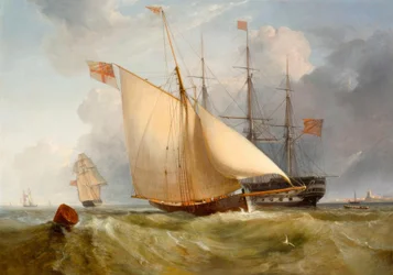 La barca del almirante regresando a la orilla