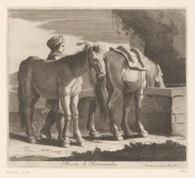 bebiendo caballos Masete de Normandie (título sobre objeto) Serie de animales (título de la serie)