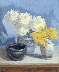 Naturaleza muerta con flores (óleo sobre lienzo)