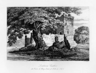 Castillo de Lochleven, Escocia, la prisión de María, Reina de Escocia, 1840