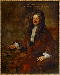 Retrato de Sir Issac Newton (pintura sobre lienzo)