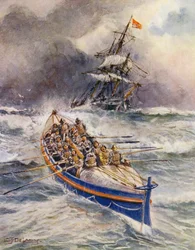 El bote salvavidas (litografía en color)