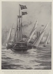 El Príncipe de Gales en Cowes, Llegada del Príncipe el Sábado por la Noche, 30 de Julio, Saludo Real por el HMS Crescent, Capitán el Duque de York