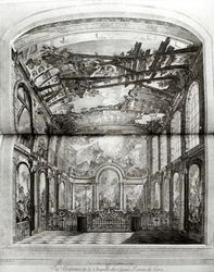 Decoración de la capilla del Hospicio de los Niños Encontrados en París, grabado por Etienne Fessard (1714-77) c.1750