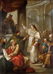 San Esteban ante el Sumo Sacerdote y los Ancianos del Sanedrín, 1745