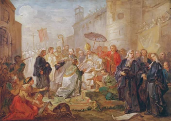 La entrada solemne de Monseigneur Nicolas-Joseph de París como obispo de Orleans en 734, 1745