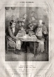 Escenas de costumbres: Cómo se cena en París. Cenas a veinticinco sous. Tres platos a elección del proveedor...