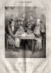 Escenas de costumbres: Cómo se cena en París. Cenas a veinticinco sous. Tres platos a elección del proveedor