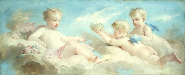 Putti retozando en las nubes
