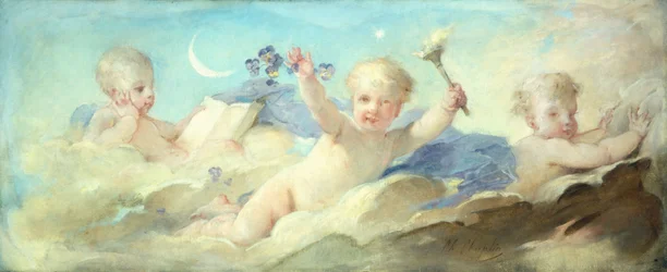Putti retozando en las nubes