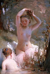 Dos muchachas bañándose, 1864
