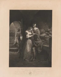 Sir Walter Raleigh pintando con su esposa