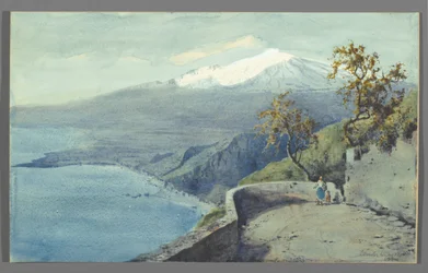 Vista del Monte Etna desde Taormina, Sicilia, 1925