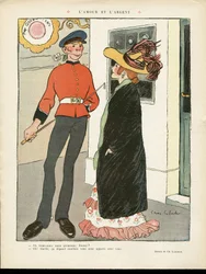 Ilustración de Chas-Laborde (1886-1941) en Le Lire, 27/07/12 - Amor y Dinero - Inglaterra Gran Bretaña, Amor, Moda, Sombrero