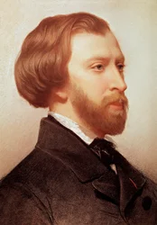 Retrato de Alfred de Musset (1810-1857) poeta francés. Pintura de Charles Landelle (1812-1908)