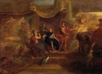 Decisión de hacer la guerra a los holandeses, pintura del techo de la Galería de los Espejos en Versalles